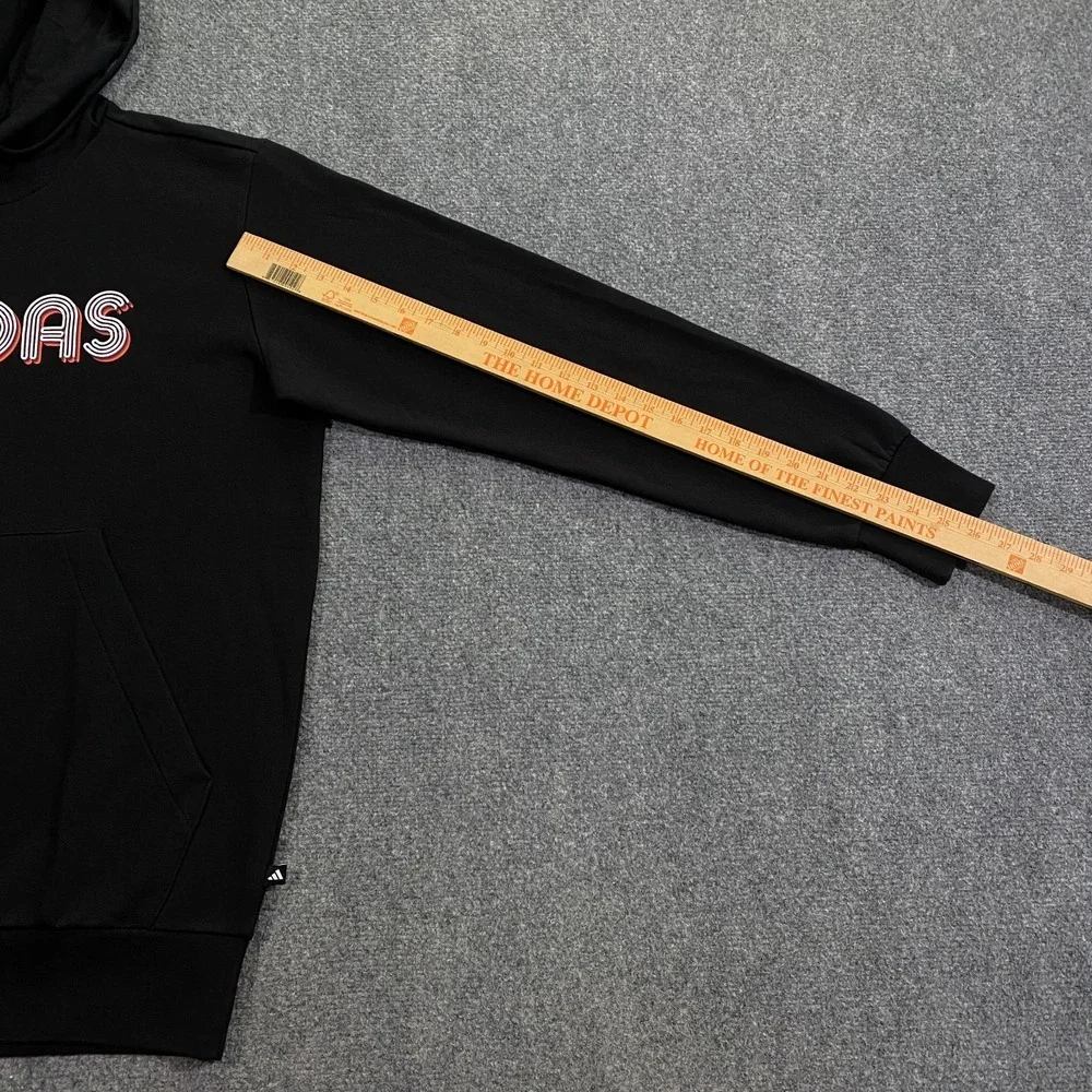 Adidas 3D Retro 70s Striped Logo Hoodie Mens LT Large Tall Black Disco Groovy